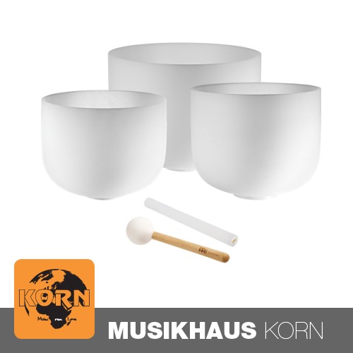 MEINL Sonic Energy Crystal Singing Bowl Set white-frosted Ton A4, F4, D4