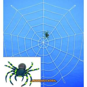 Spinnennetz Spannschnur weiß + gr.Spinne