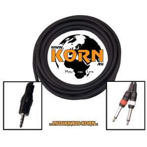 KORN Kabel Klinke stereo 3,5mm / 2 x Klinke 6,3 Mono 6 m
