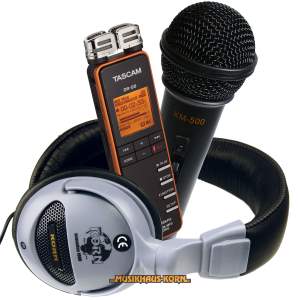 Tascam DR-08 inkl.  Mikrofon und Kopfhörer