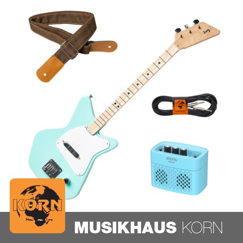 Loog Pro Electric Guitars Green Kindergitarre + Verstärker + Kabel + Gurt